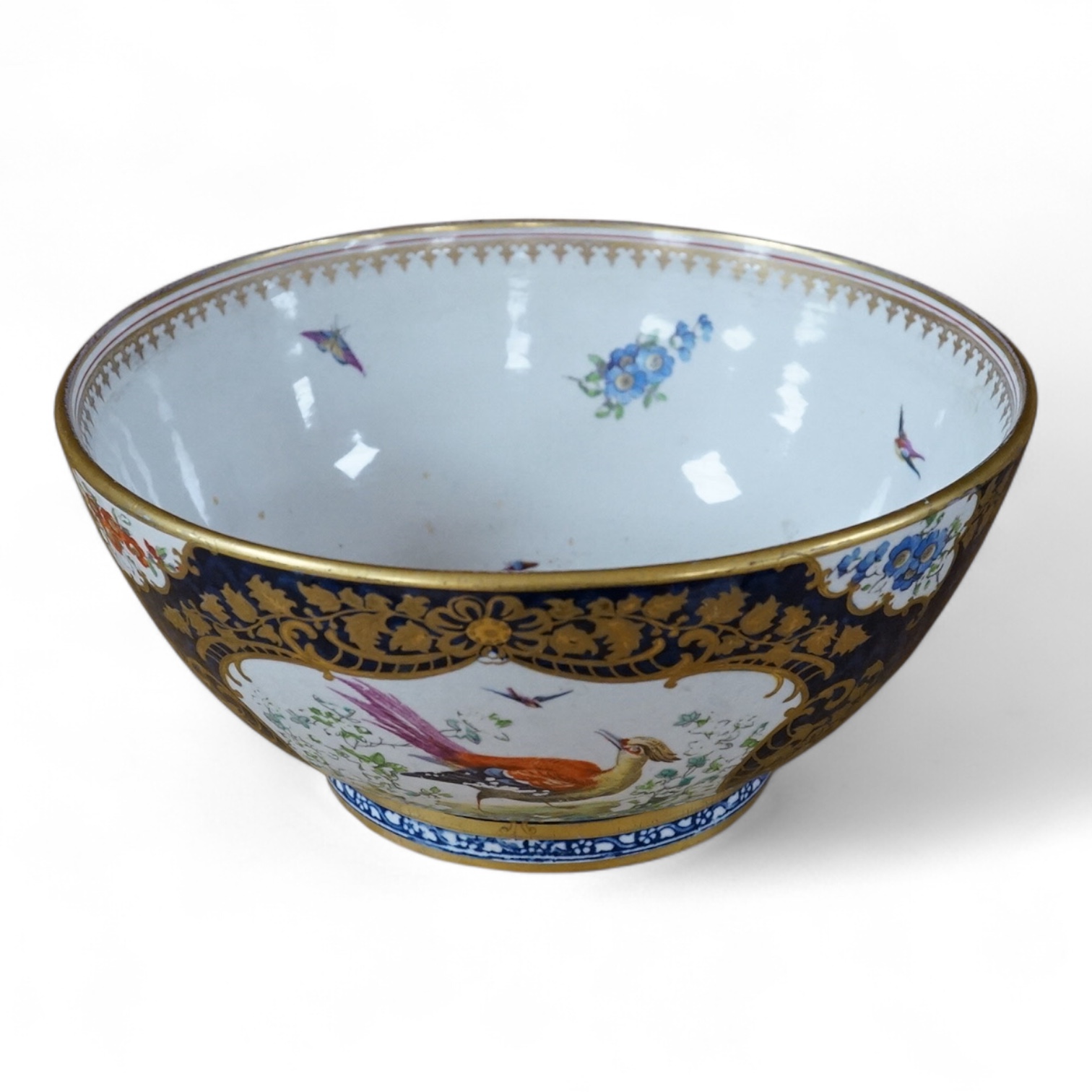A Booths scale blue ground bowl, 20cm diameter